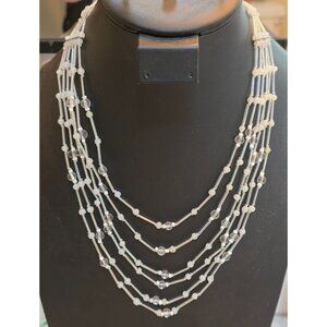 Vintage Orbs of Light Multi-Strand Beaded Necklace‎ With Adjustable Chain